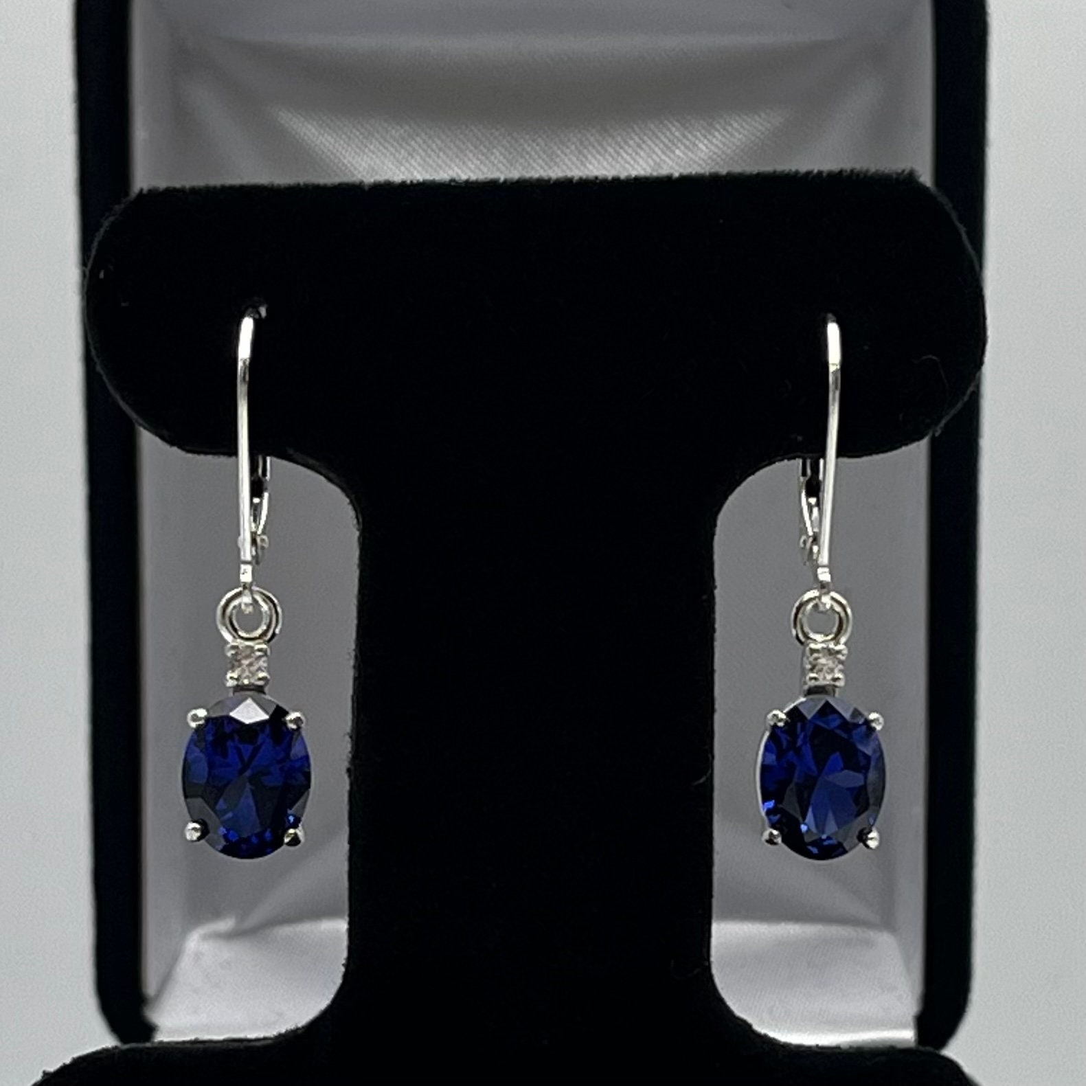 3.3ctw Blue & White Sapphire Earrings In Sterling Silver Trending Bridal Jewelry Gift
