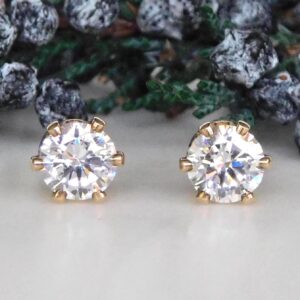 White Sapphire 3mm, 6mm Stud Earrings: Second Hole Studs, September Birthstone