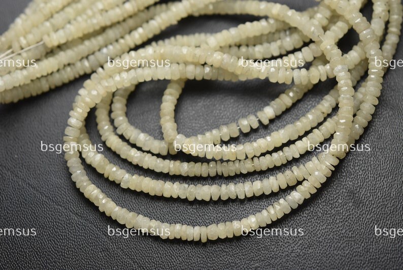 14 Inches Strand,natural White Sapphire Faceted Rondelles,size 3.5mm Approx