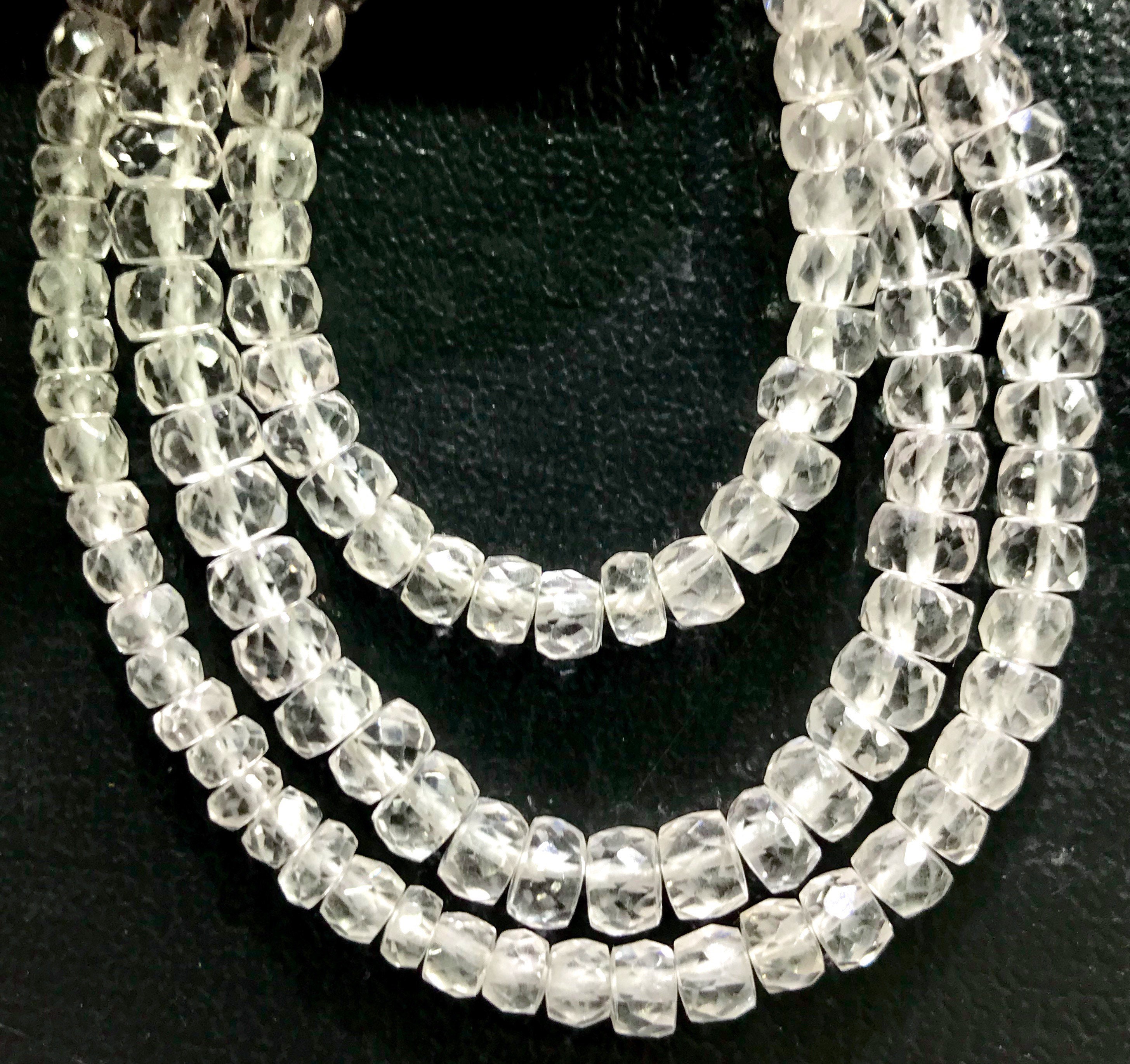 Rarest~~aaa+ White Sapphire Faceted Rondelle Beads 4-5mm White Sapphire Gemstone Beads Sparkling Sapphire Faceted Beads Wholesale Sapphires