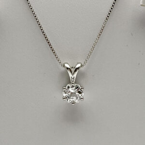 1ct Hexagon Cut White Sapphire Necklace Solitaire Pendant Bridal Jewelry Gifts Valentines Day 1ct Hexagon Cut White Sapphire Necklace Solitaire Pendant Bridal Jewelry Gifts Valentines Day