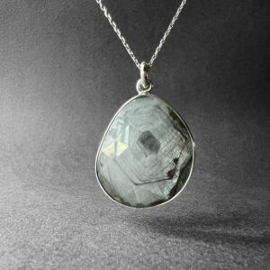 Natural White Sapphire Stone Silver Necklace, White And Gray Sapphire Pendant, Special Shimmering Cut, White Sapphire Men Necklace Natural White Sapphire Stone Silver Necklace, White And Gray Sapphire Pendant, Special Shimmering Cut, White Sapphire Men Necklace