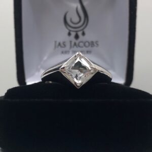 1.25ct Princess Cut White Sapphire Ring In Sterling Silver Size 10 1.25ct Princess Cut White Sapphire Ring In Sterling Silver Size 10