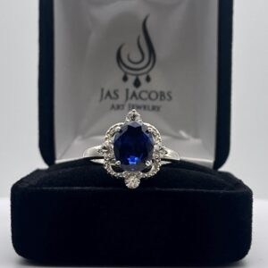 3.5ctw Oval Cut Sapphire Ring White Sapphire Accents Size 7 3.5ctw Oval Cut Sapphire Ring White Sapphire Accents Size 7