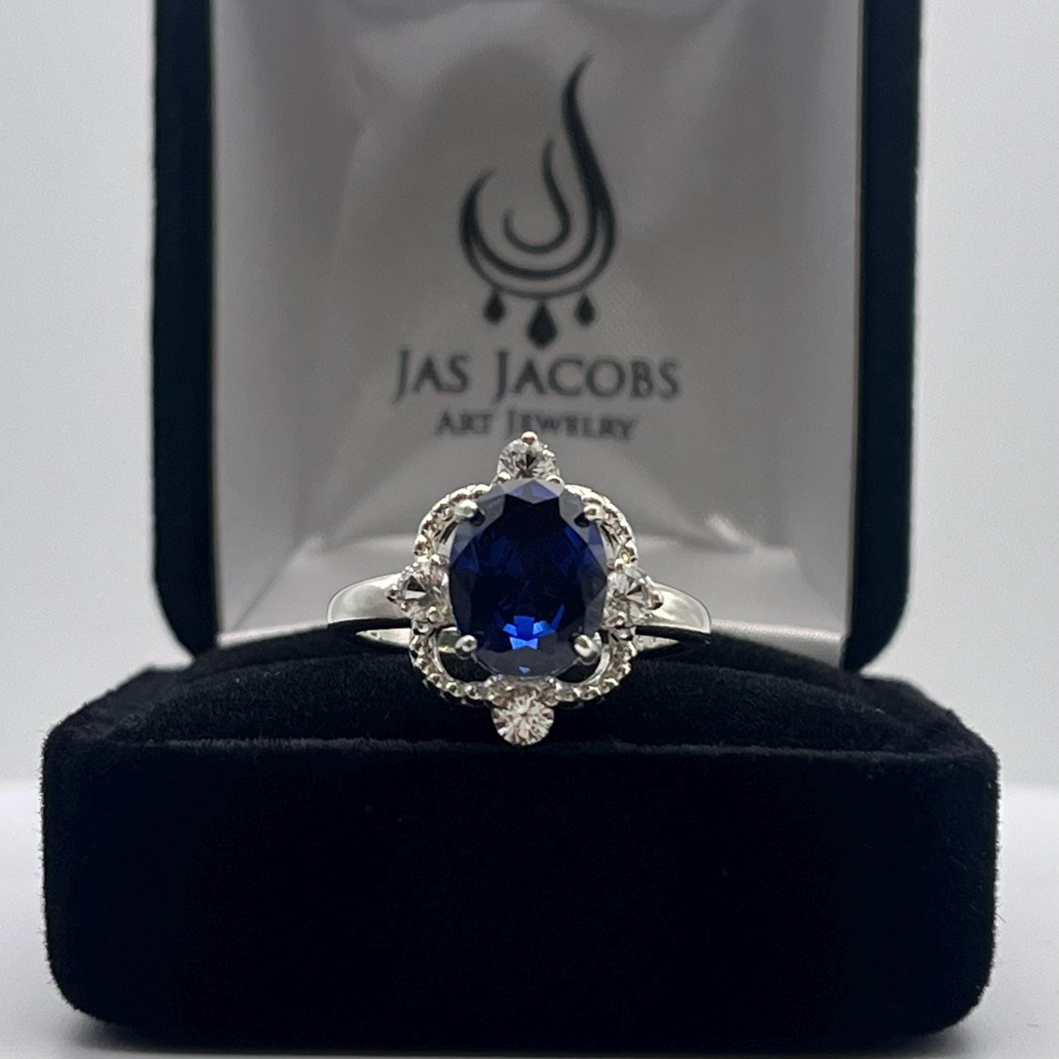 3.5ctw Oval Cut Sapphire Ring White Sapphire Accents Size 7