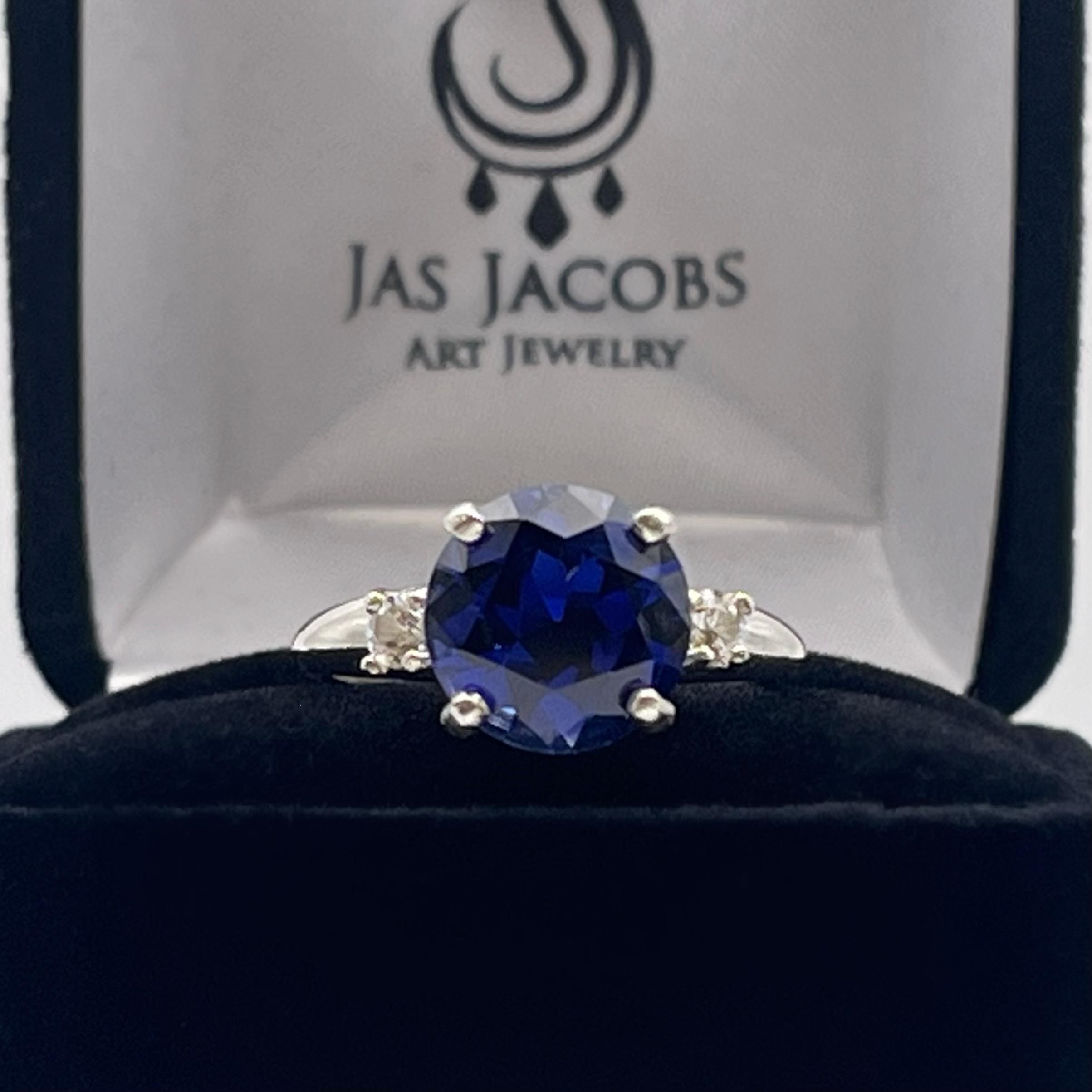 4.5ctw Sapphire Ring White Sapphire Accents With Custom Sizing Jewelry Gift September Birthston