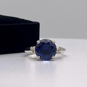 4.5ctw Sapphire Ring White Sapphire Accents Size 7 Jewelry Gift September Birthstone 4.5ctw Sapphire Ring White Sapphire Accents Size 7 Jewelry Gift September Birthstone