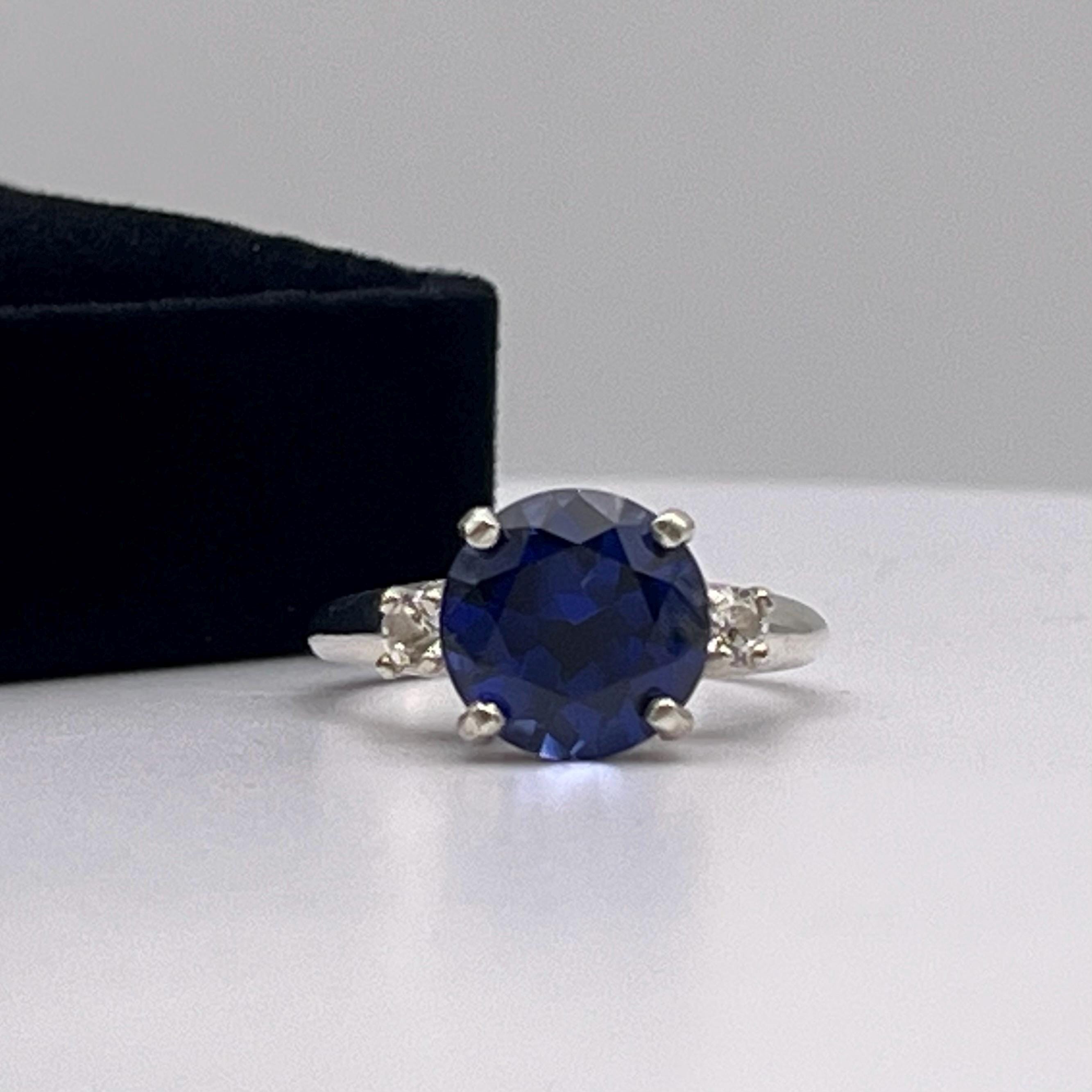 4.5ctw Sapphire Ring White Sapphire Accents Size 7 Jewelry Gift September Birthstone