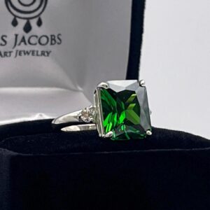 5ct Emerald Cut Emerald Ring White Sapphire Accents Sizing May Birthstone Jewelry Gift Holiday 5ct Emerald Cut Emerald Ring White Sapphire Accents Sizing May Birthstone Jewelry Gift Holiday