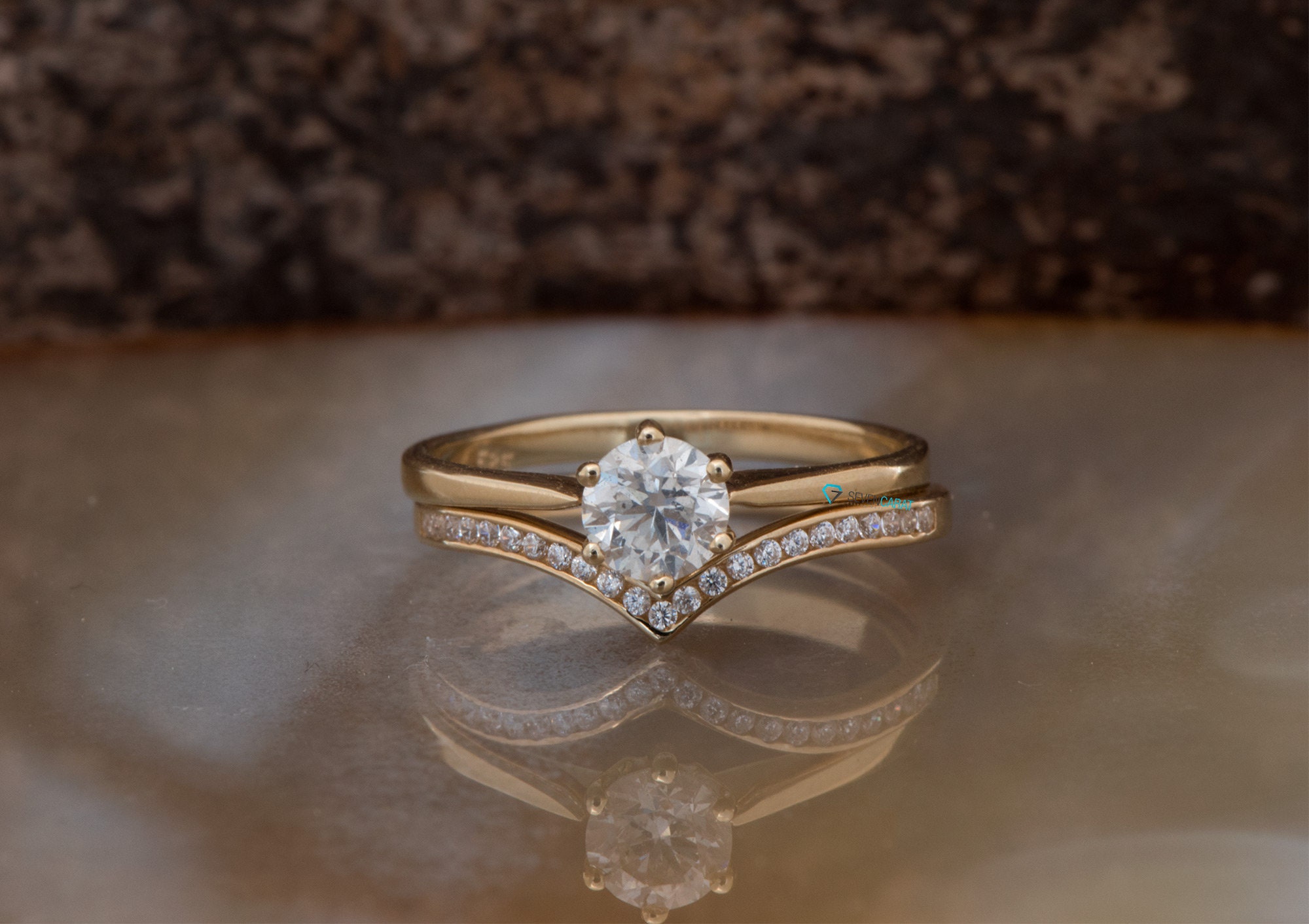 6 Prong Solitaire Ring-dainty Wedding Set-diamond Round Cut Bridal Set-moissanite Engagement Ring Set-white Sapphire Wedding Ring Set-