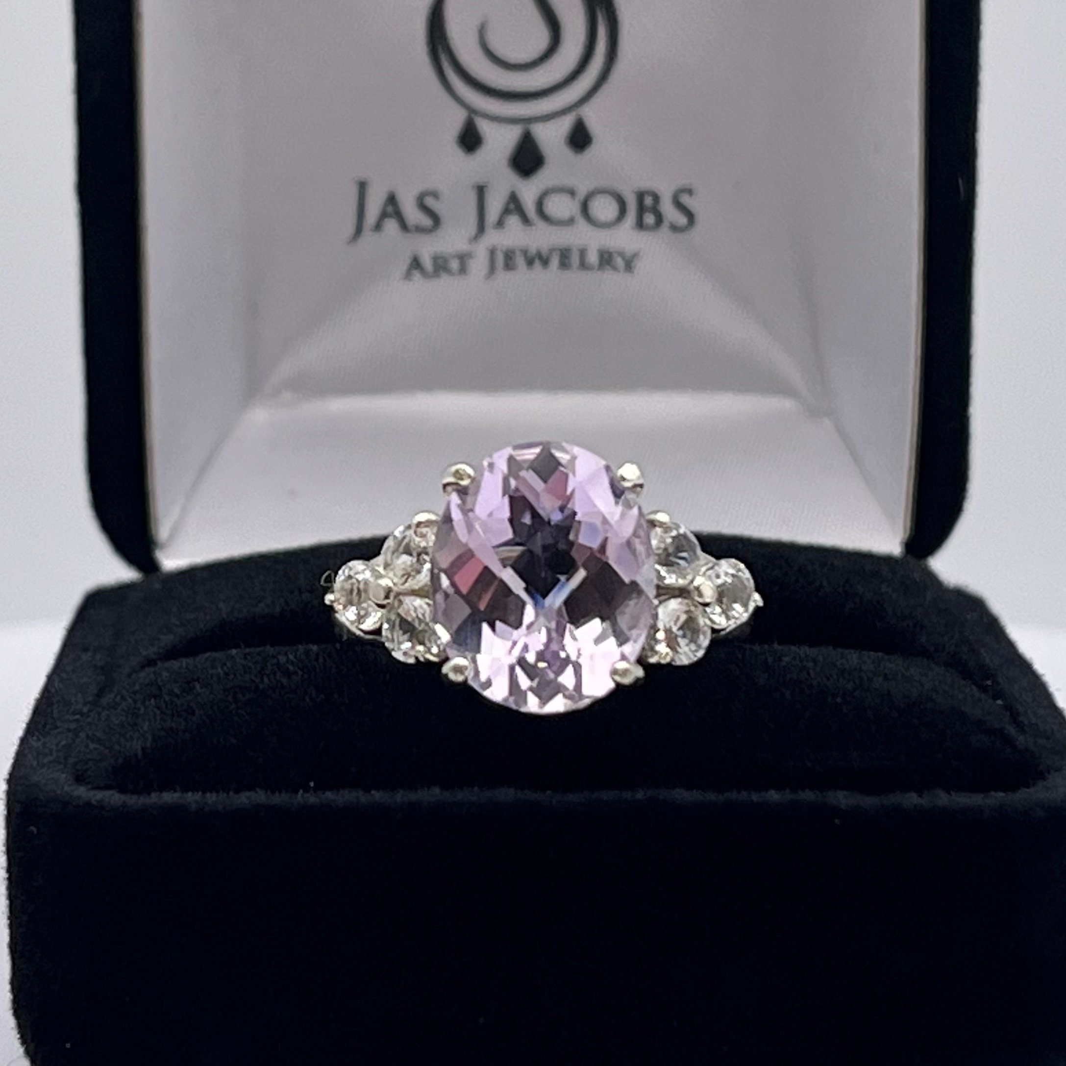 6ctw Rose De France Ring With Sizing White Sapphire Accent, 10k Or 14k Gold