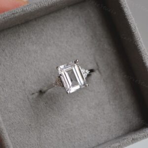 7*9 mm Emerald Cut White Sapphire Ring White Gem Engagement Ring Sapphire Promise Ring Anniversary Ring Gift