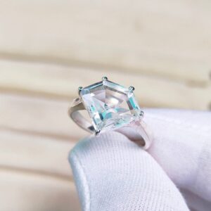 White Sapphire Ring, Diamond Shape White Sapphire Ring, 925 Sterling Silver Ring, White Sapphire Wedding Ring, Lab Grown White Sapphire Ring White Sapphire Ring, Diamond Shape White Sapphire Ring, 925 Sterling Silver Ring, White Sapphire Wedding Ring, Lab Grown White Sapphire Ring