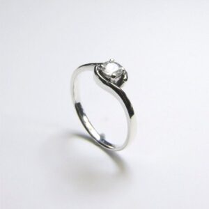 White Sapphire Ring (Natural Sri Lankan White Sapphire), 4mm x 0.30 Carat, Round Cut, Sterling Silver Ring White Sapphire Ring (Natural Sri Lankan White Sapphire), 4mm x 0.30 Carat, Round Cut, Sterling Silver Ring