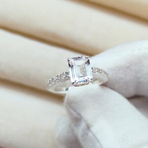 White Sapphire Ring, Octagon Cut White Sapphire Ring, Sterling Silver Ring, Lab Created White Sapphire Ring, Lab Created Sapphire Ring White Sapphire Ring, Octagon Cut White Sapphire Ring, Sterling Silver Ring, Lab Created White Sapphire Ring, Lab Created Sapphire Ring