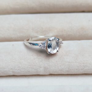 white sapphire ring, oval cut white sapphire ring, sterling silver ring, lab created white sapphire ring, lab created sapphire ring