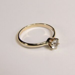 Solid Gold White Sapphire Engagement Ring (Natural White Sapphire), 5mm x 0.54 Carat, Brilliant Cut, Solid 14 Karat Gold Sapphire Ring Solid Gold White Sapphire Engagement Ring (Natural White Sapphire), 5mm x 0.54 Carat, Brilliant Cut, Solid 14 Karat Gold Sapphire Ring