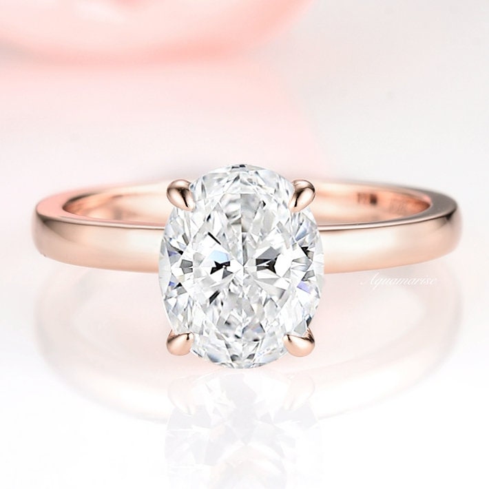 Solitaire Diamond Engagement Ring For Women- 14k Rose Gold Vermeil White Sapphire Dainty Promise Ring Anniversary Birthday Gift For Her Solitaire Diamond Engagement Ring For Women- 14k Rose Gold Vermeil White Sapphire Dainty Promise Ring Anniversary Birthday Gift For Her