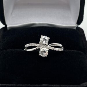 Two Stone .65ct White Sapphire Ring Size 7 Trending Jewelry Gift Promise Ring Two Stone .65ct White Sapphire Ring Size 7 Trending Jewelry Gift Promise Ring