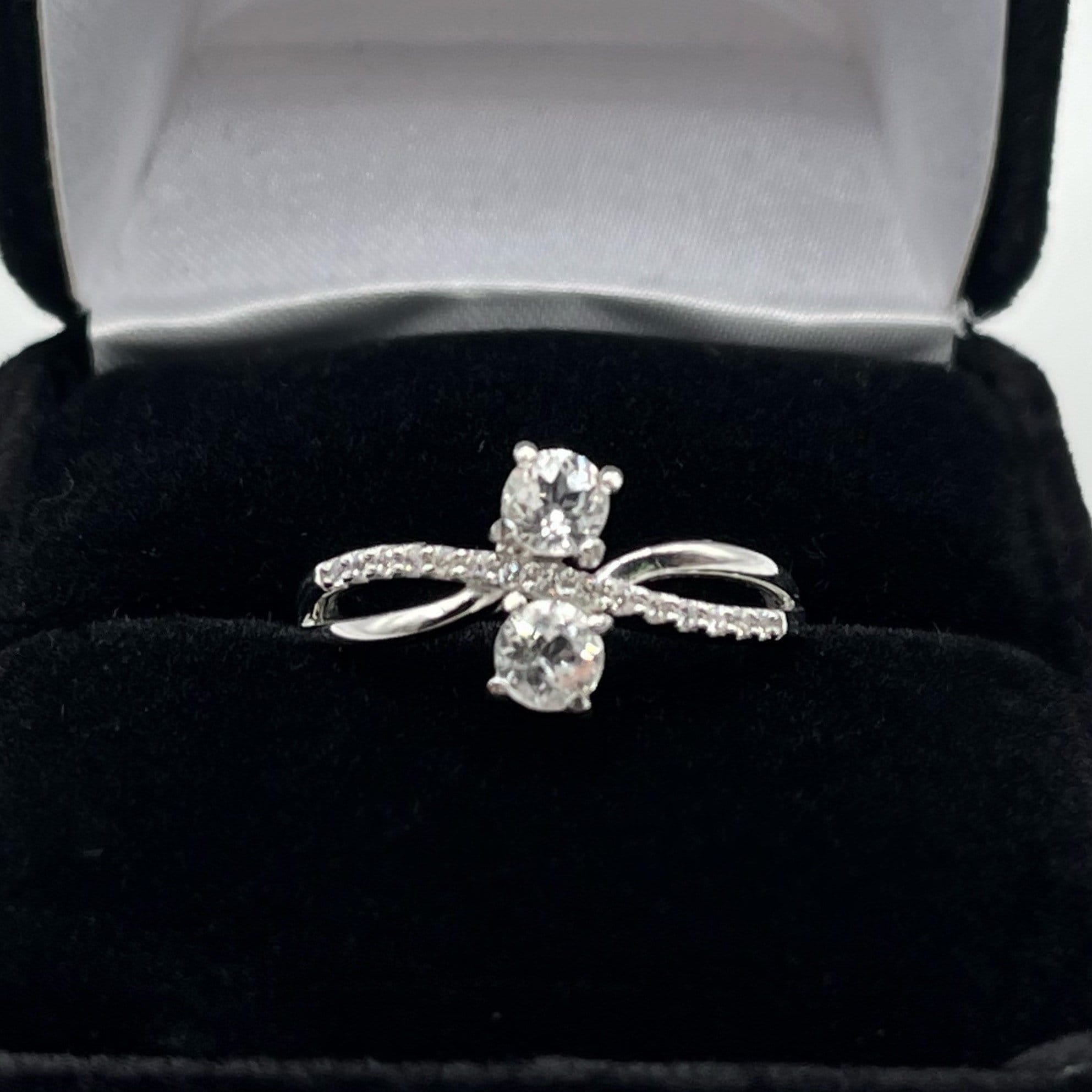 Two Stone .65ct White Sapphire Ring Size 7 Trending Jewelry Gift Promise Ring