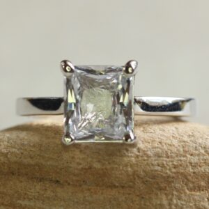 Unheated White Sapphire Ring Gia Certified Square Handmade Solitaire, Lifetime Care Plan Included, Genuine Gia Certified Gem Ls5852 Unheated White Sapphire Ring Gia Certified Square Handmade Solitaire, Lifetime Care Plan Included, Genuine Gia Certified Gem Ls5852