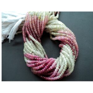 3.5mm Natural Pink/White Sapphire Smooth Rondelle Beads, Multi Sapphire Gemstone Beads, Sold as 13 Inch Strand