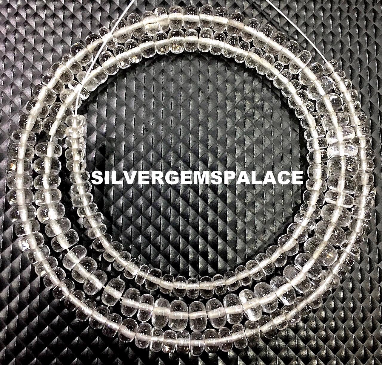 Aaaa+ Rare White Sapphire Smooth Rondelle Beads Great Luster Sapphire Gemstone Beads Polished Sapphire Beads Strand Sapphire Beads String.