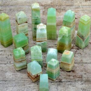 Wholesale Pistachio Calcite Tower Lot, Ocean Green Obelisk Crystals