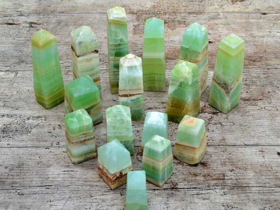 Wholesale Pistachio Calcite Tower Lot, Ocean Green Obelisk Crystals Wholesale Pistachio Calcite Tower Lot, Ocean Green Obelisk Crystals