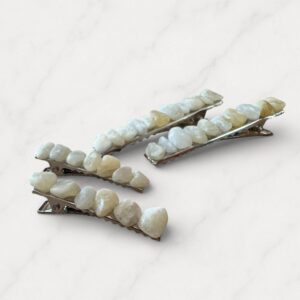 Yellow Calcite Gemstone Hair Clips | Set of 2 Alligator Clips | Natural Boho Hairclips
