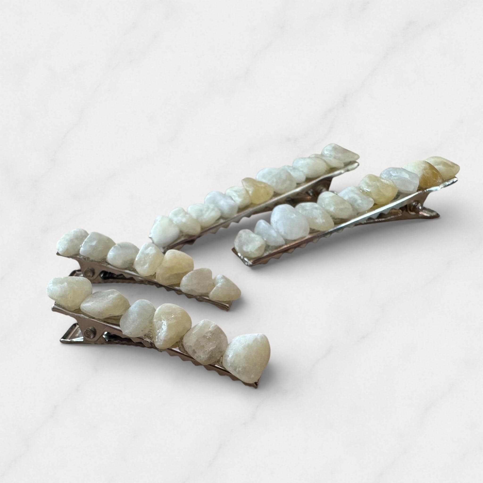 Yellow Calcite Gemstone Hair Clips | Set Of 2 Alligator Clips | Natural Boho Hairclips