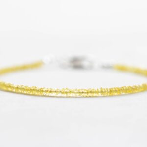 Yellow Sapphire Bracelet, Dainty September Shaded Birthstone Jewelry, Sterling Silver Or Rose Gold Fill