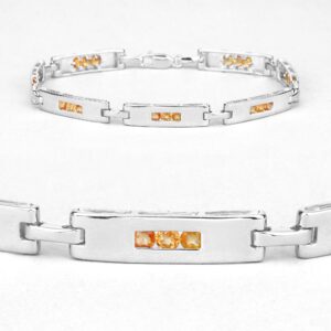 Sapphire Bracelet, Genuine Yellow Sapphire Silver Tennis Bracelet For Women In .925 Sterling Silver, September Birthstone Bracelet