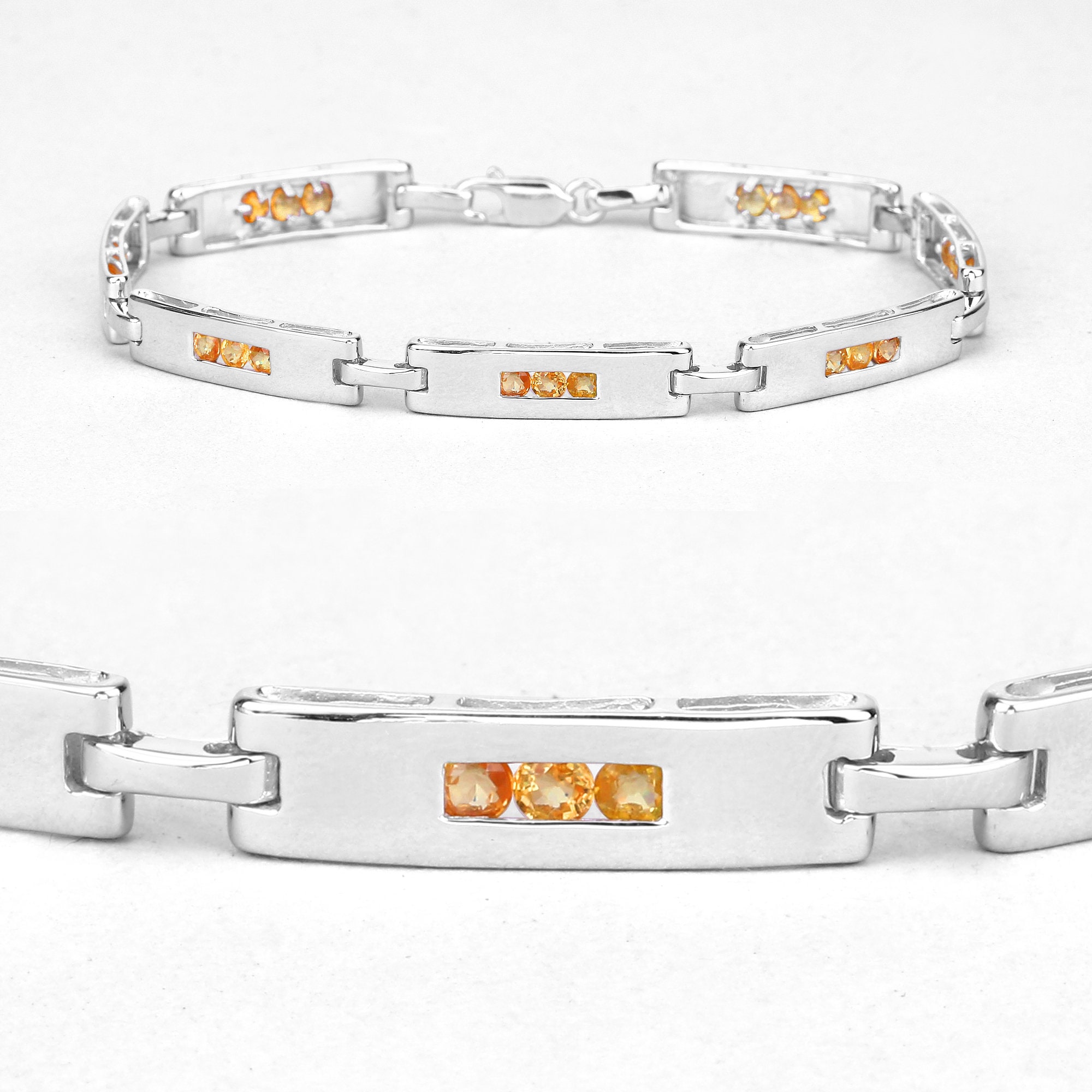 Sapphire Bracelet, Genuine Yellow Sapphire Silver Tennis Bracelet For Women In .925 Sterling Silver, September Birthstone Bracelet Sapphire Bracelet, Genuine Yellow Sapphire Silver Tennis Bracelet For Women In .925 Sterling Silver, September Birthstone Bracelet