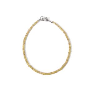 Natural Yellow Sapphire Bracelet, 2.5mm-3mm Faceted Rondelle Beads, Dainty Stacking Bracelet, Gift for Her