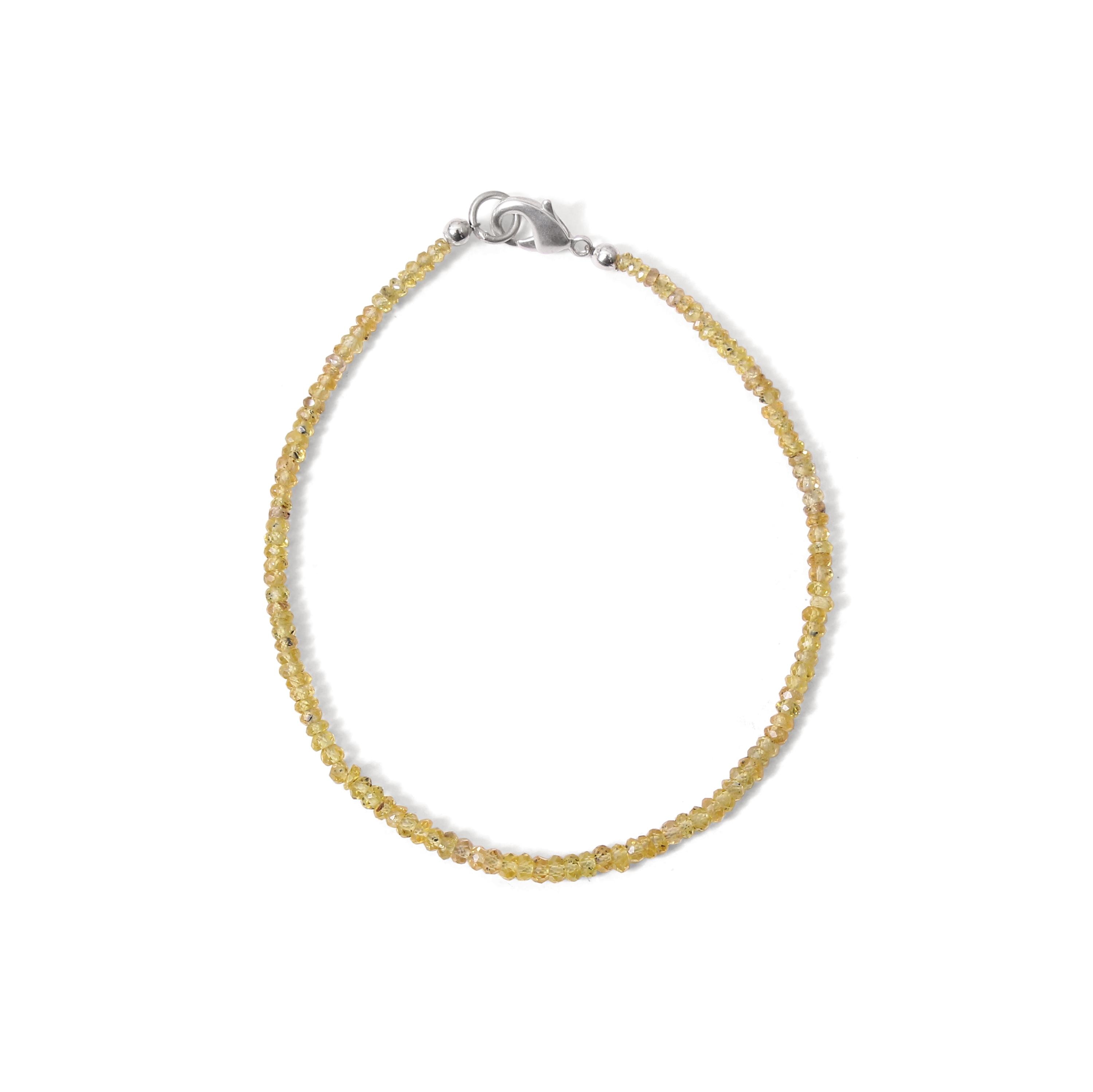 Natural Yellow Sapphire Bracelet, 2.5mm-3mm Faceted Rondelle Beads, Dainty Stacking Bracelet, Gift For Her Natural Yellow Sapphire Bracelet, 2.5mm-3mm Faceted Rondelle Beads, Dainty Stacking Bracelet, Gift For Her