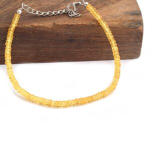 Natural Yellow Sapphire Bracelet 925 Sterling Silver, Dainty Faceted Gemstone Stack Bracelet, September Birthstone Gift For Her