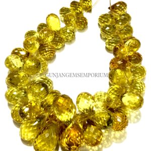 Yellow Songea Sapphire Aaaa+ Quality~~rare Yellow Sapphire Faceted Teardrops Sapphire Teardrops Wholesale 6” Sapphire Bracelet Gemstone Bead