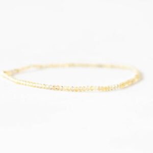 Tiny Yellow Sapphire Stretch Bracelet: Dainty Beaded Jewelry With Sterling Silver, Yellow Or Rose Gold Filled