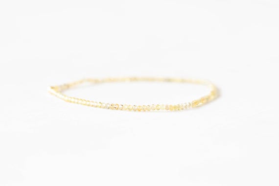 Tiny Yellow Sapphire Stretch Bracelet: Dainty Beaded Jewelry With Sterling Silver, Yellow Or Rose Gold Filled