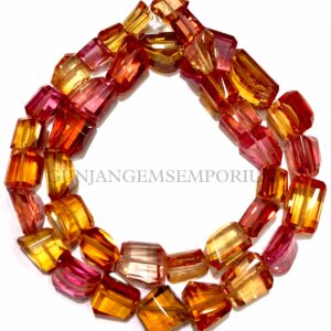 Extremely Gorgeous~AAA+ Padparadscha Sapphire Beads Padparadscha Yellow Sapphire Fancy Cut Nugget Beads Orange Sapphire Faceted Nugget Beads