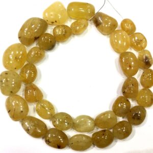 Yellow Sapphire Nugget Beads: 18 Inch Strand, Smooth Gemstone