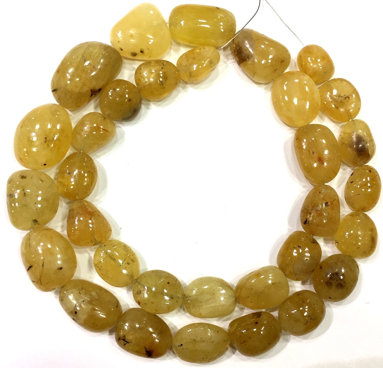 Yellow Sapphire Nugget Beads: 18 Inch Strand, Smooth Gemstone Yellow Sapphire Nugget Beads: 18 Inch Strand, Smooth Gemstone