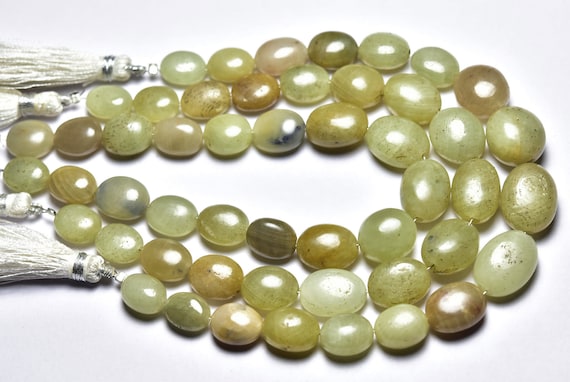 Yellow Sapphire Oval Beads - 8 Inches - Natural Beautifull Smooth Pale Yellow  Sapphire Nuggets - Size Is  9x11 - 11x14 Mm #2800