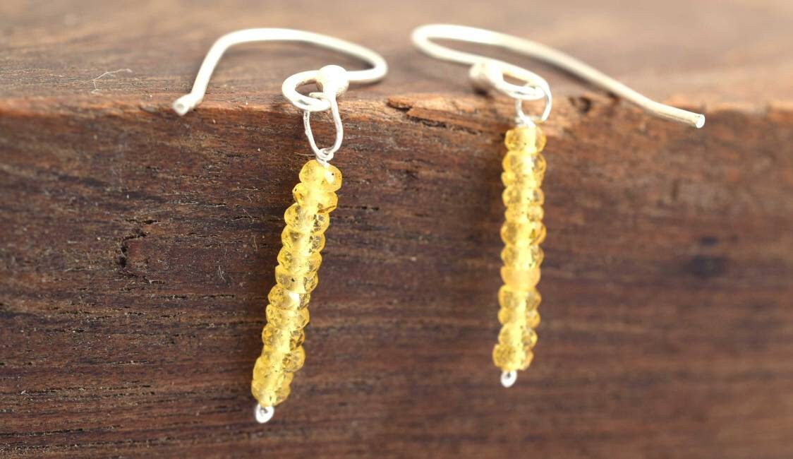 Natural Yellow Sapphire Earring In 925 Sterling Silver, Artisan Earrings, Silver Jewelry, Designer Earring, Birthstone , Handmade, Gift Her