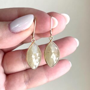 Yellow Sapphire Earrings, September Birthstone, Light Yellow Natural Sapphire Marquise Statement Earrings in Gold Filled, Mother's Day Gift Yellow Sapphire Earrings, September Birthstone, Light Yellow Natural Sapphire Marquise Statement Earrings in Gold Filled, Mother's Day Gift