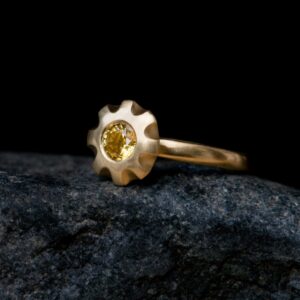 Yellow Sapphire Engagement Ring In 18k Gold, Yellow Gem Ring Gift For Her