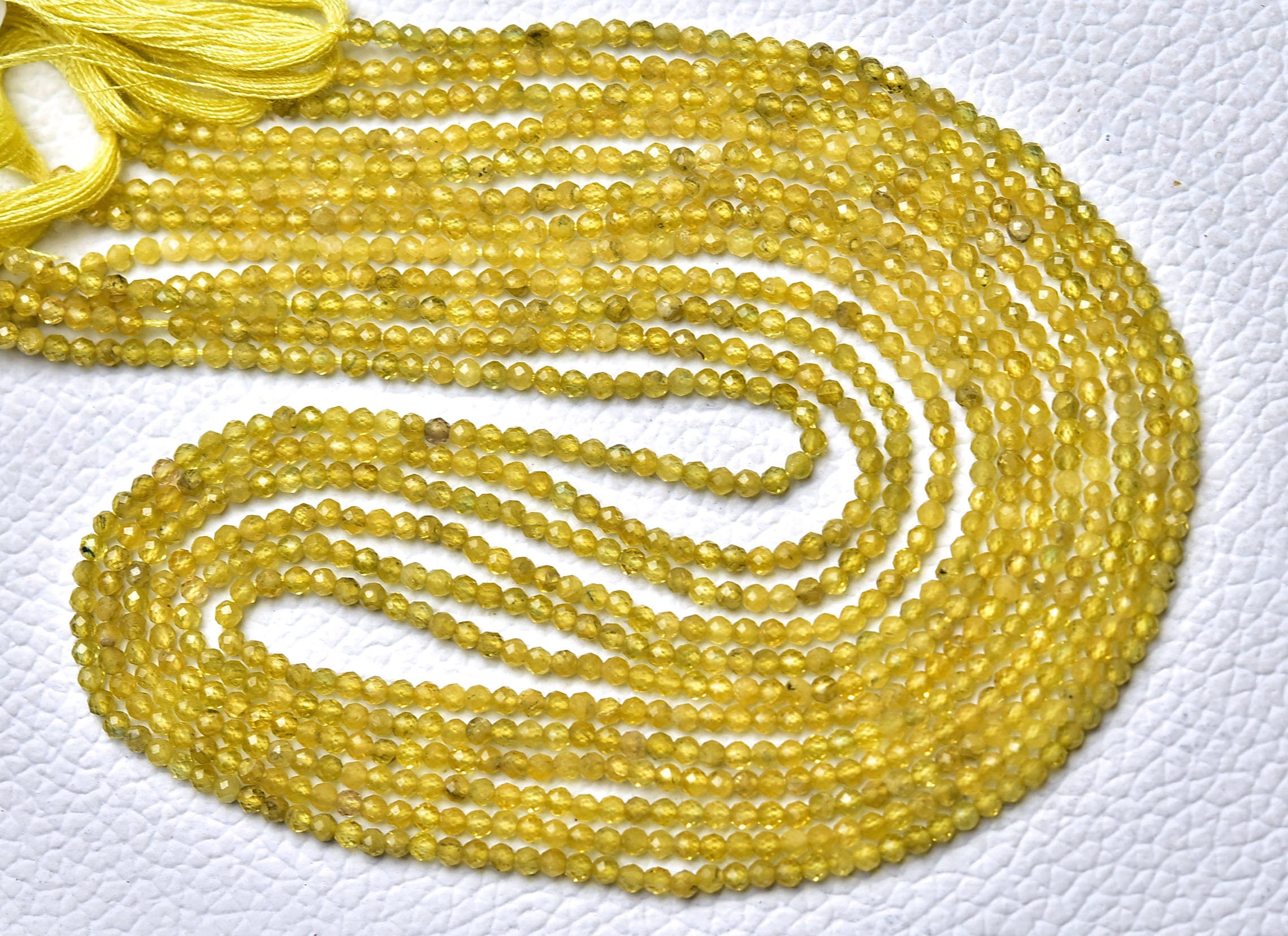 12.5 Inches Strand Natural Yellow Sapphire Rondelle Beads 2mm Faceted Roundel Gemstone Beads Rare Sapphire Roundelle Jewelry Beads No6417
