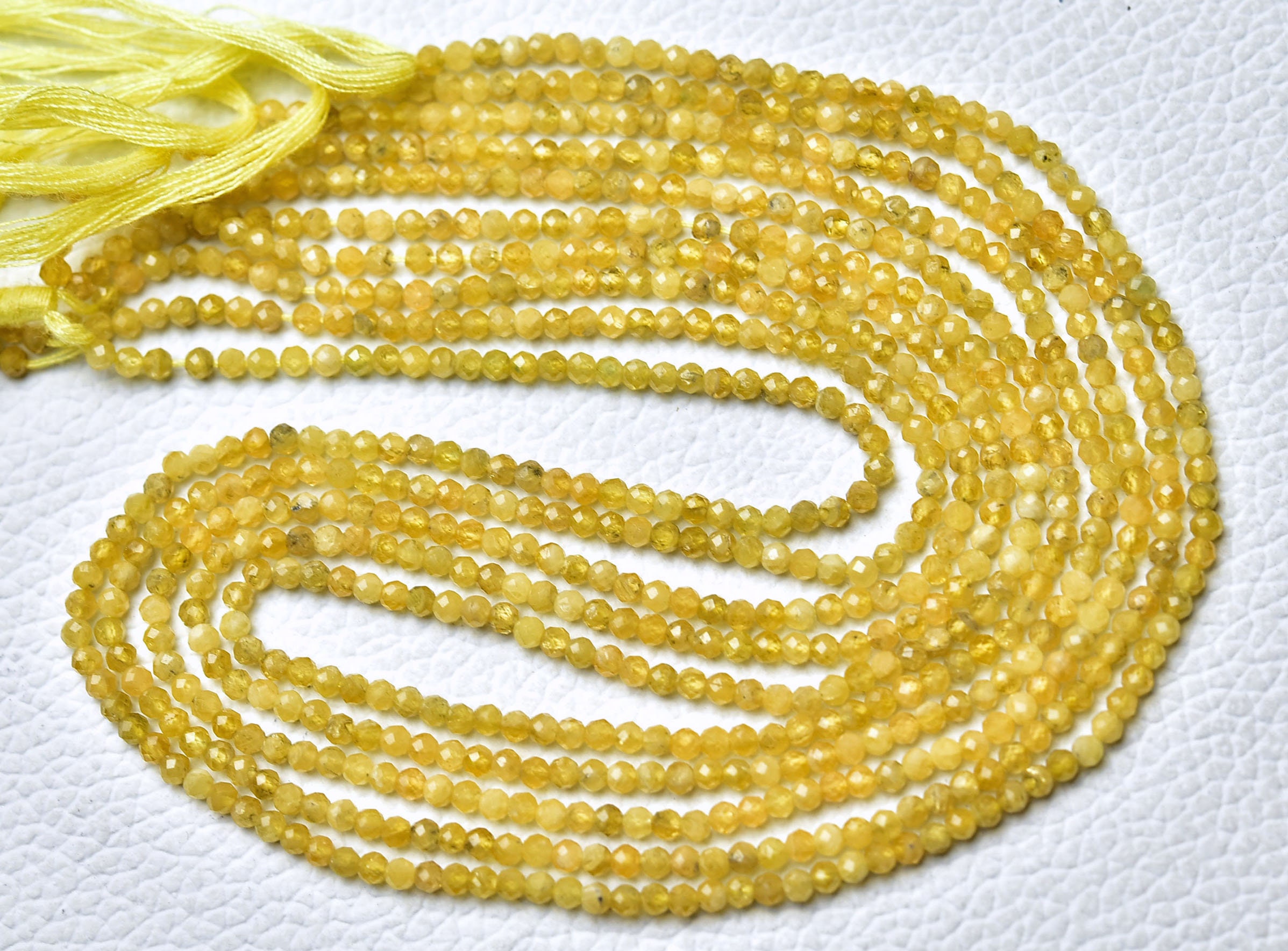 12.5 Inches Strand Natural Yellow Sapphire Rondelle Beads 2.5mm Faceted Rondelle Gemstone Beads Rare Sapphire Micro Cut Rondelle No6420