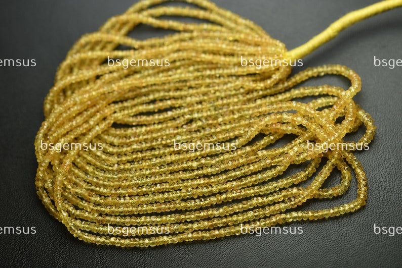 14 Inches Strand,superb-finest Quality,natural Yellow Sapphire Faceted Rondelles,size.2.5-3m